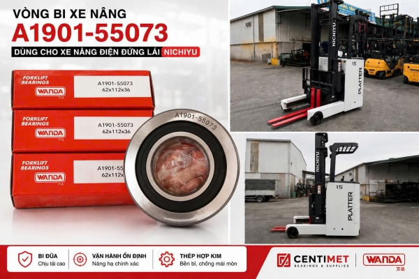 Vòng Bi Xe Nâng A1901 - 55073 WANDA Chính Hãng Cho Xe Nâng Điện Đứng Lái Nichiyu